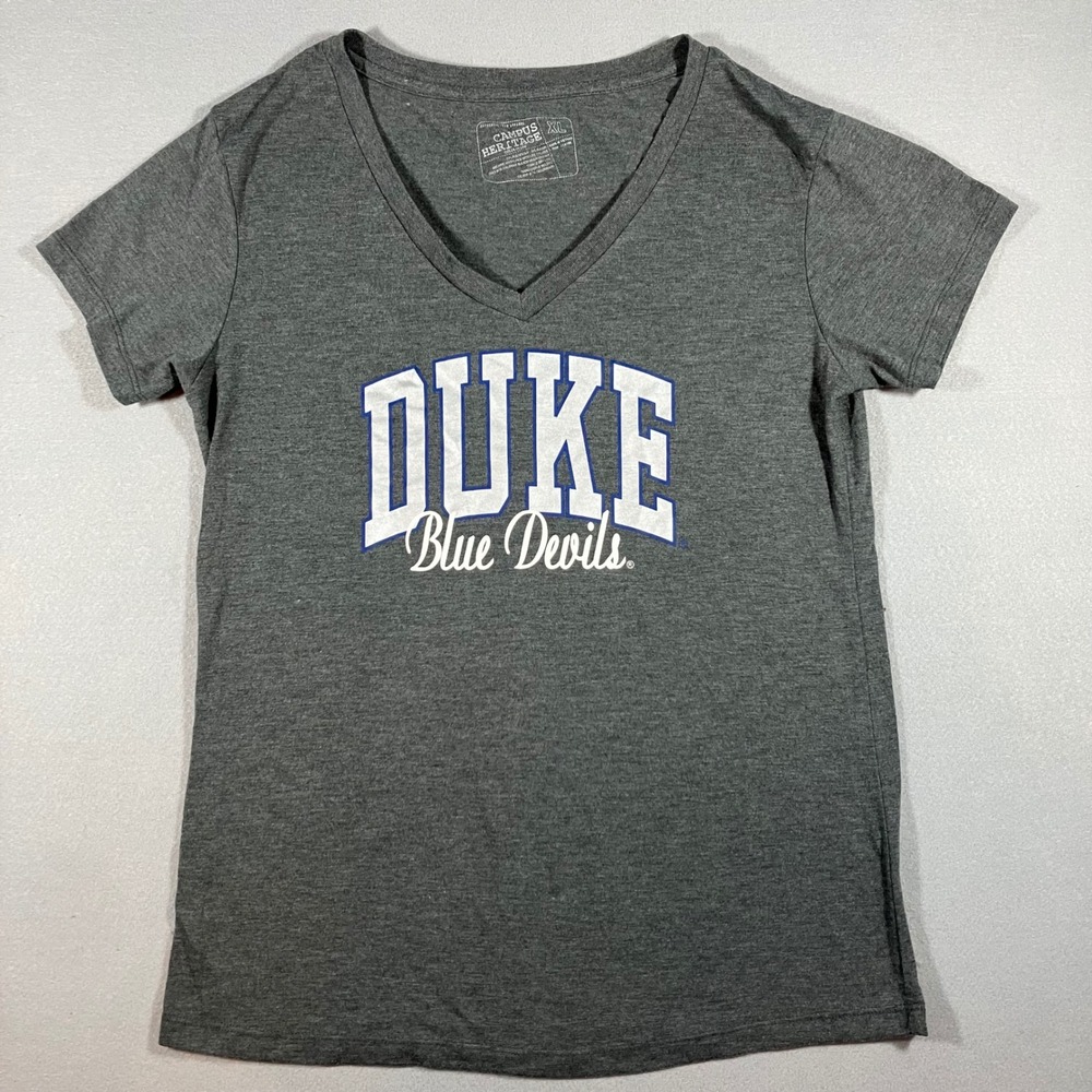 Campus Heritage Duke Blue Devils V-Neck T-Shirt Gray XL NCAA Game Day Collegiate